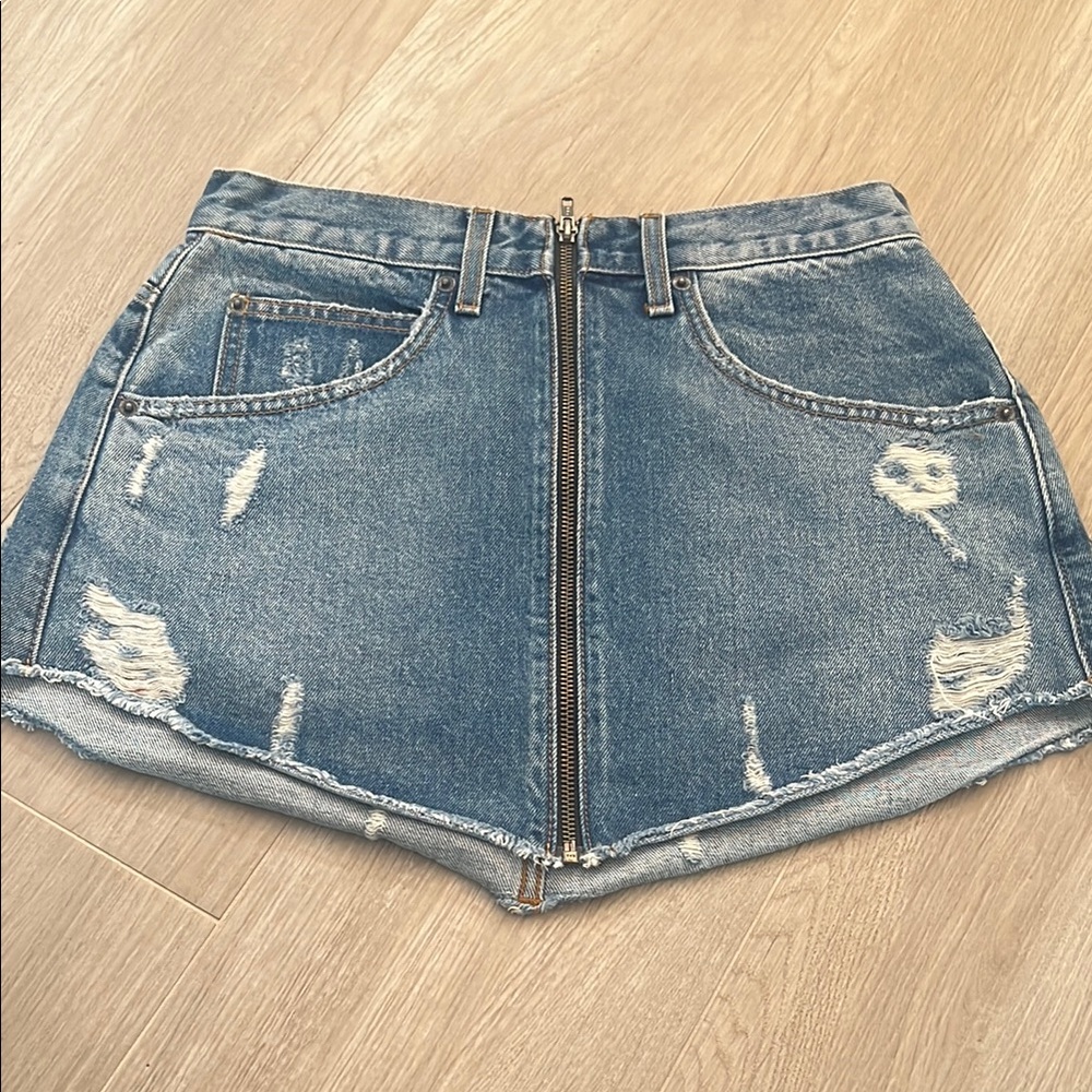 Carmar Blue Distressed Mini Skirt